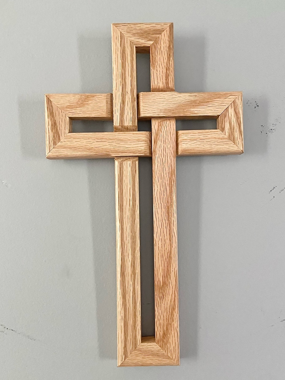 Heirloom Oak Celtic Knot Cross Wall Hanging –Handcrafted Solid Wood 8” x 13 5/8”